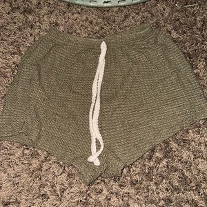 Green waffle material sleep shorts